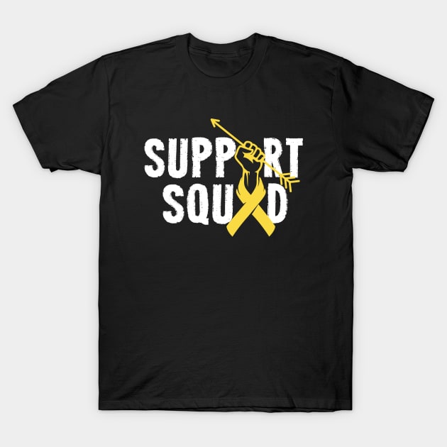 Support Squad Bone Cancer Awareness yellow Ribbon T-Shirt by ArtedPool